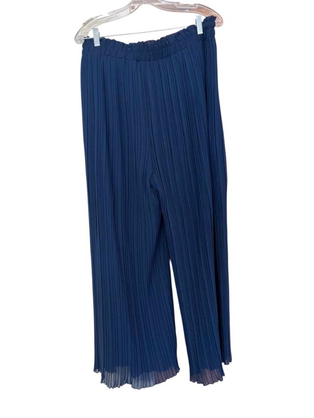 Papillon Navy Pleated Wide-Leg Pants Sz X-Large - Picture 3 of 4